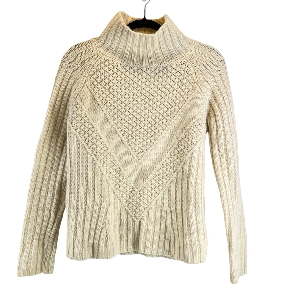 Banana Republic Wool Alpaca Blend Popcorn Stitch Sweater Funnel Neck Chunky S